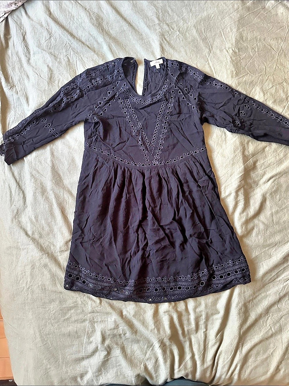 Wilfred Long Sleeve Eyelet Mini Dress Size XS